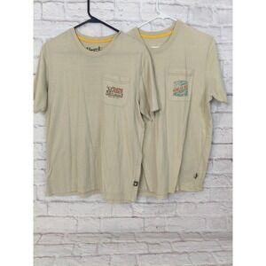 Howler Brothers Men Tan Graphic Pocket T-Shirt Lot of 2 Heed The Call Surf Khaki